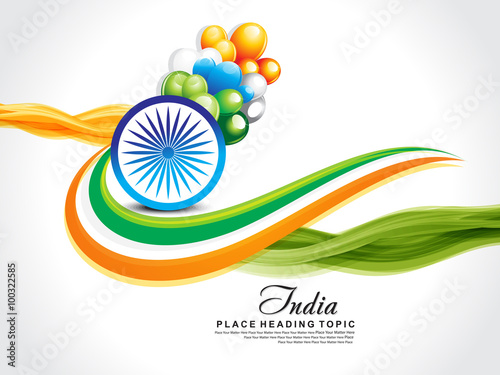 happy republic day wave background with ashok chakra