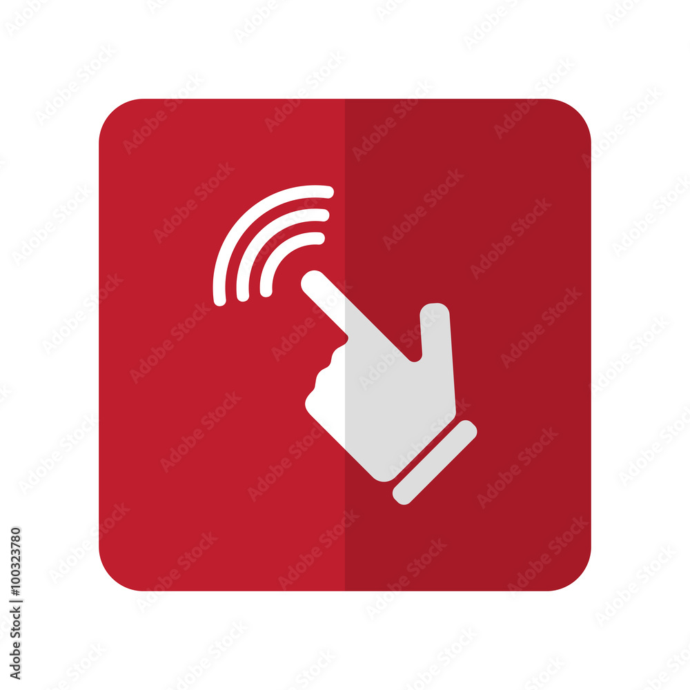 White Touch Screen flat icon on red rounded square on white White Touch Screen flat icon on red rounded square on white