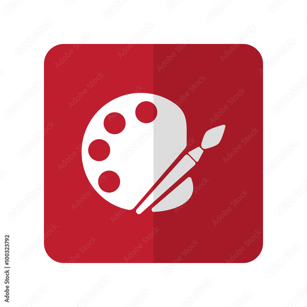 White Palette flat icon on red rounded square on white White Palette flat icon on red rounded square on white