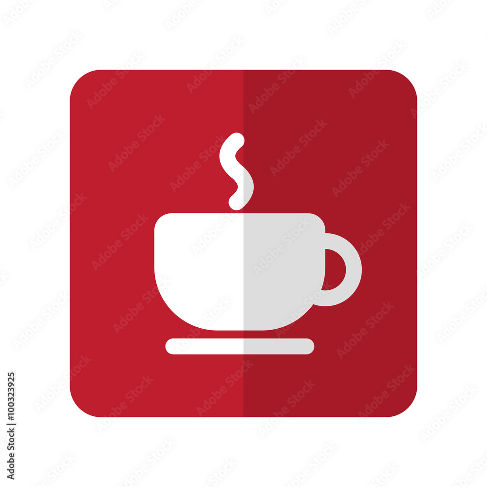 White Coffee flat icon on red rounded square on white White Coffee flat icon on red rounded square on white