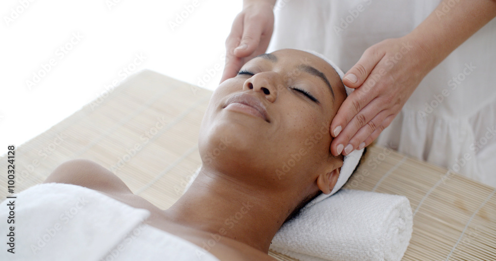 Portrait of young beautiful african american woman in spa environment slow motion Portrait of young beautiful african american woman in spa environment slow motion