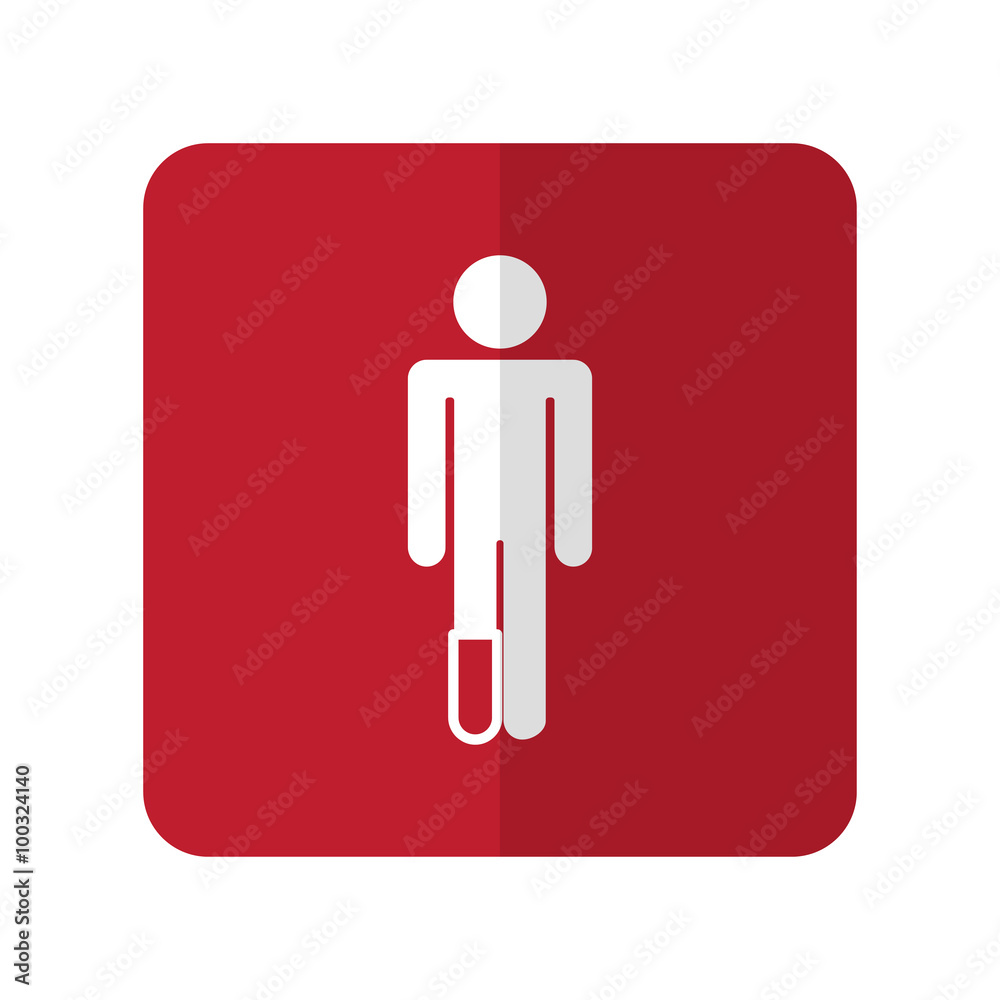 White Foot flat icon on red rounded square on white White Foot flat icon on red rounded square on white