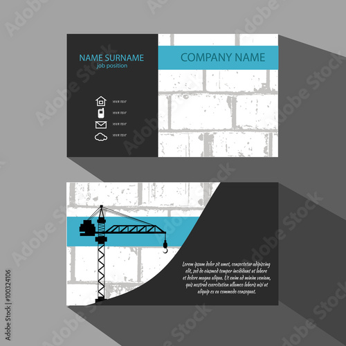 Brick Wall and crane Business Card . Vector illustration eps 10