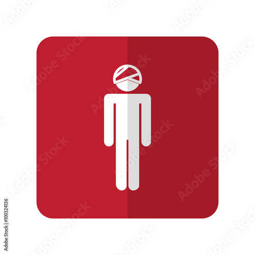 White Head flat icon on red rounded square on white