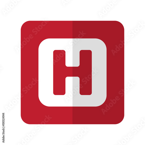 White Helicopter Platform flat icon on red rounded square on whi