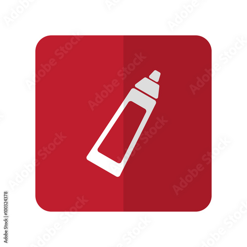 White Baby Bottle flat icon on red rounded square on white