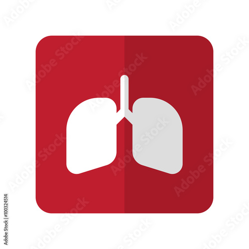 White Lungs flat icon on red rounded square on white