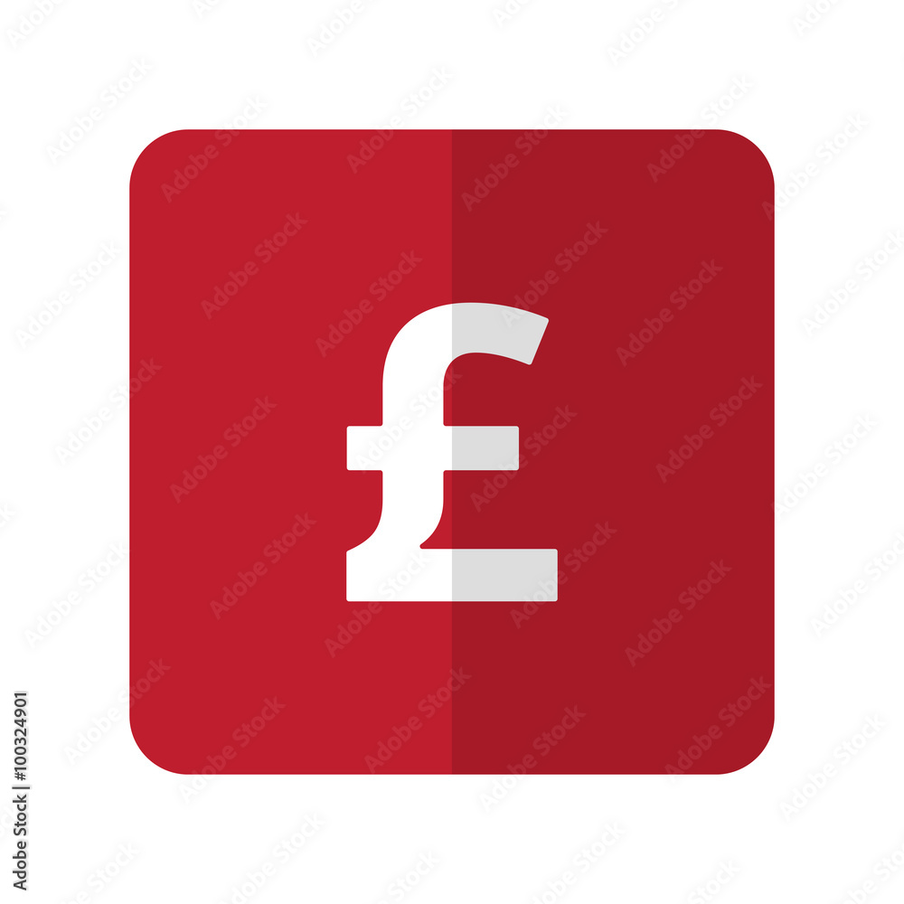 White Pound flat icon on red rounded square on white White Pound flat icon on red rounded square on white