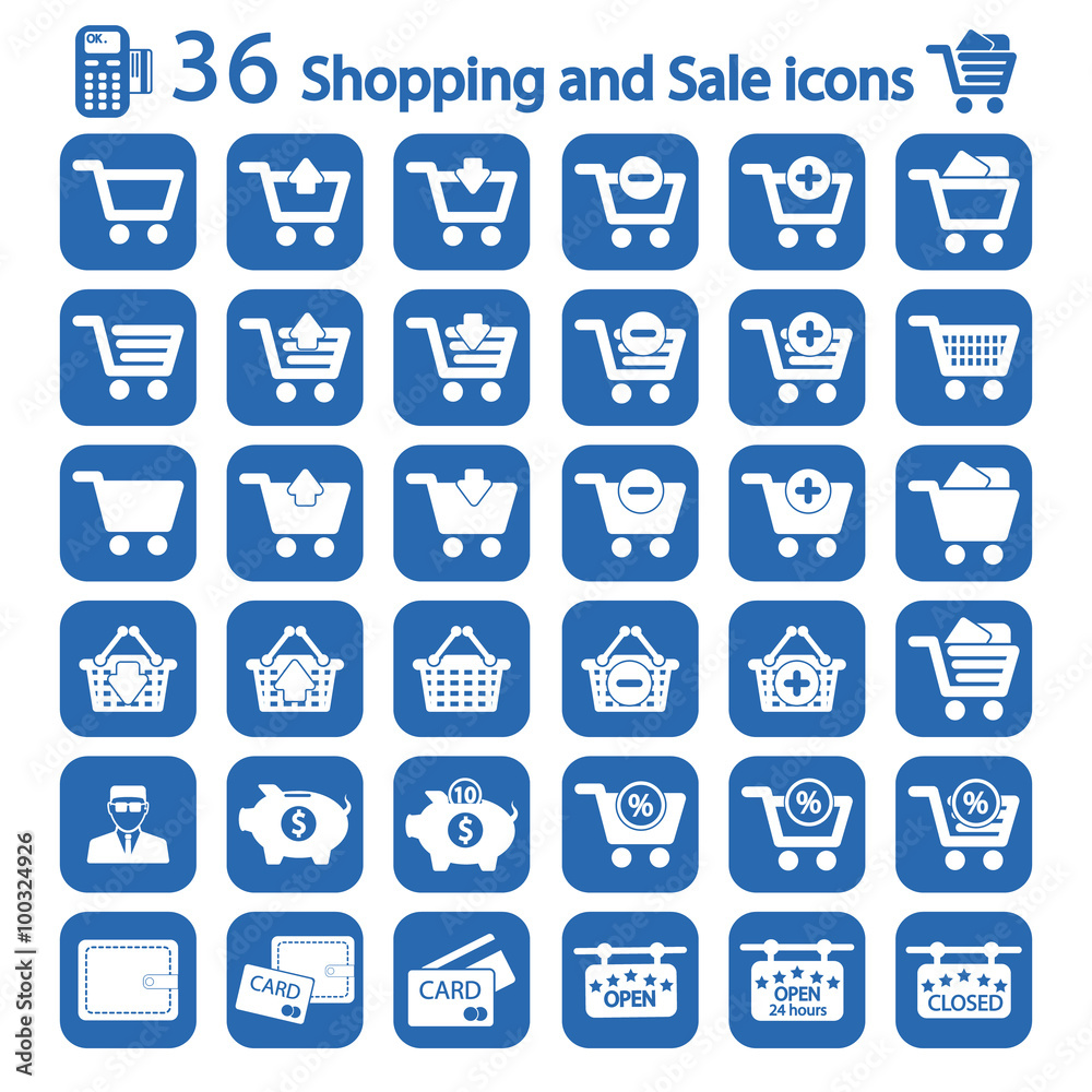 Shopping and sale icon set