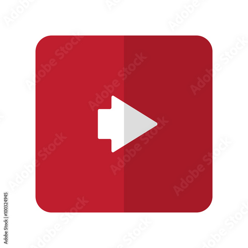 White Arrow Right flat icon on red rounded square on white