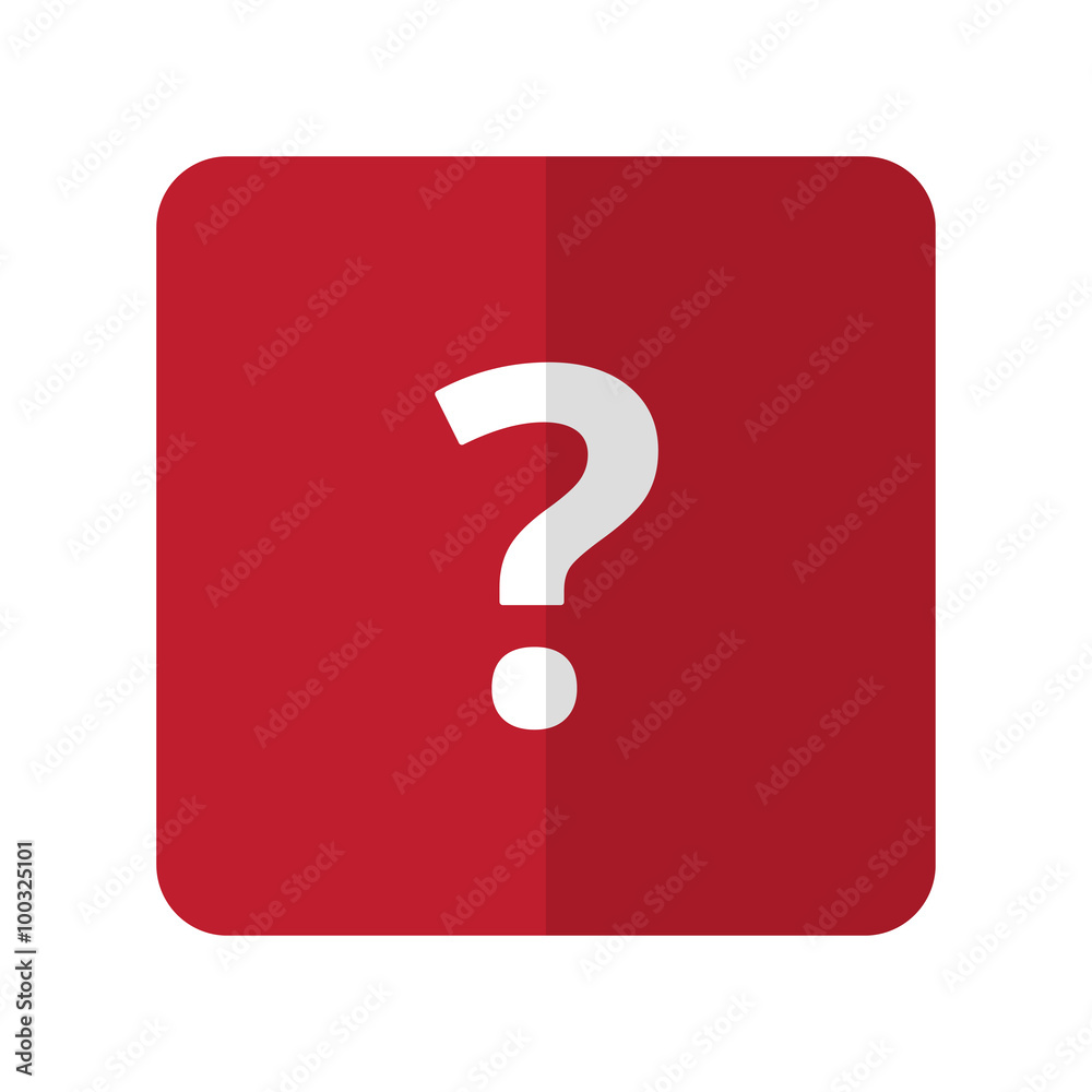 White Question Mark flat icon on red rounded square on white White Question Mark flat icon on red rounded square on white