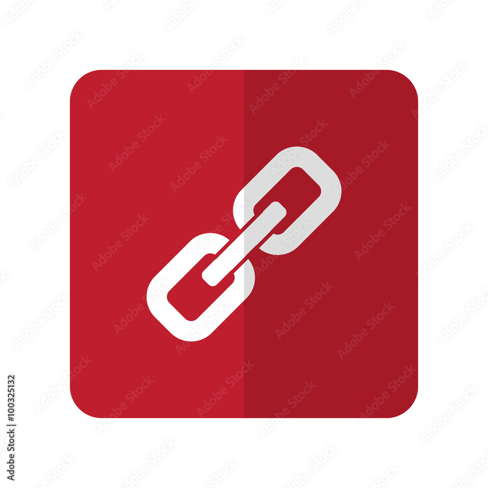 White Links flat icon on red rounded square on white White Links flat icon on red rounded square on white