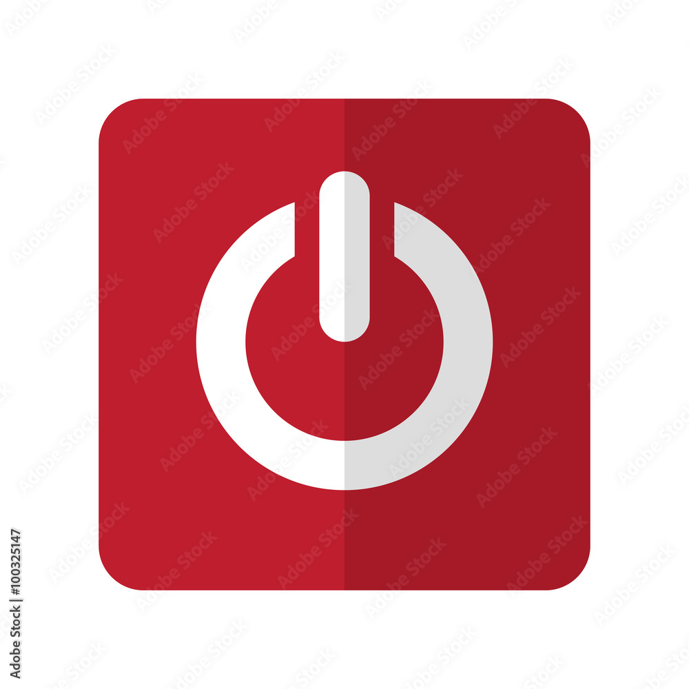 White Power flat icon on red rounded square on white White Power flat icon on red rounded square on white