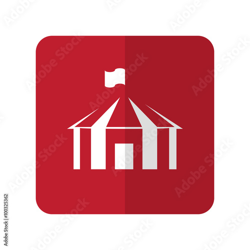 White Party Tent flat icon on red rounded square on white