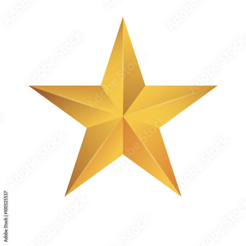 Golden Star isolated on white Background