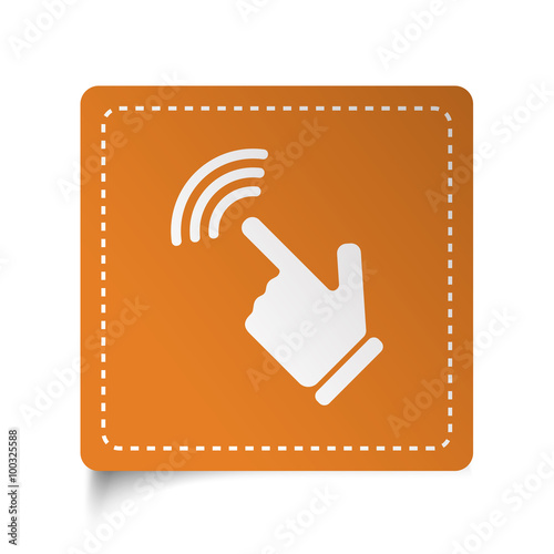 White flat Touch Screen icon on orange sticker