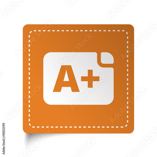 White flat Rating icon on orange sticker