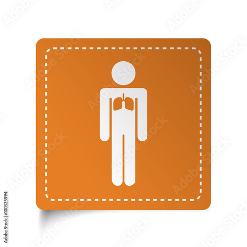 White flat Lungs icon on orange sticker photo