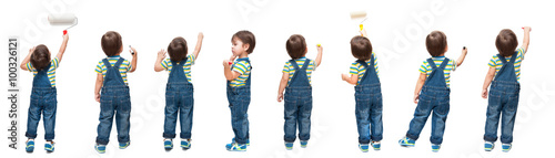 Set of figures of the child on an isolated white background