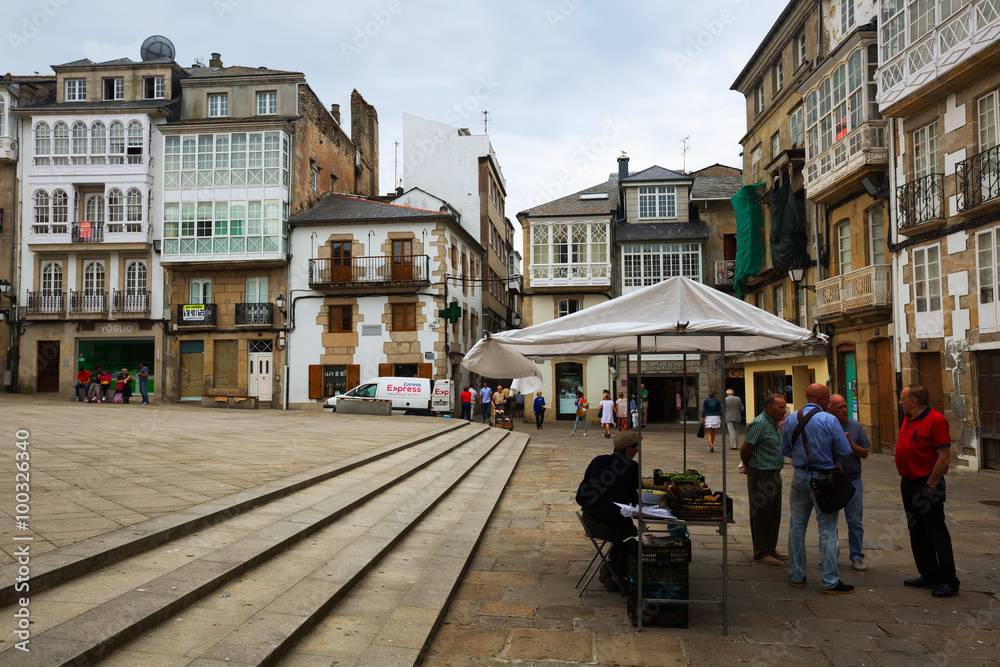 View of city square at Viveiro. Galicia