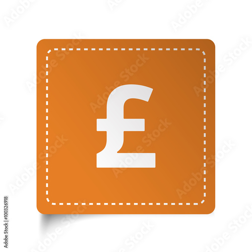 White flat Pound icon on orange sticker