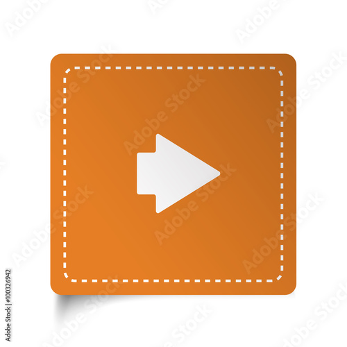 White flat Arrow Right icon on orange sticker