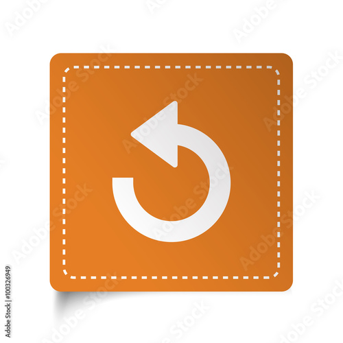 White flat Undo icon on orange sticker