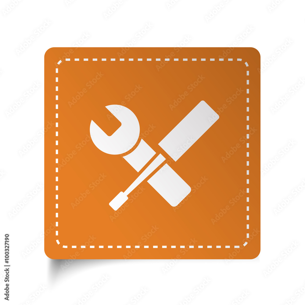 White flat Service icon on orange sticker White flat Service icon on orange sticker