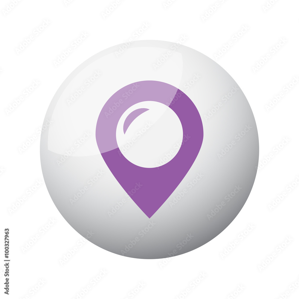 Flat purple Place icon on 3d sphere Flat purple Place icon on 3d sphere