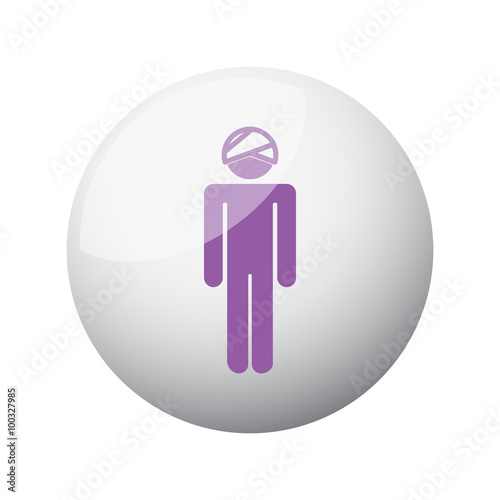 Flat purple Head icon on 3d sphere