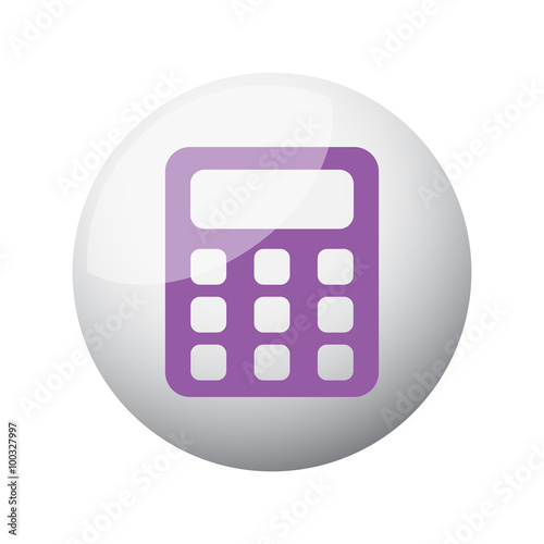 Flat purple Calculator icon on 3d sphere