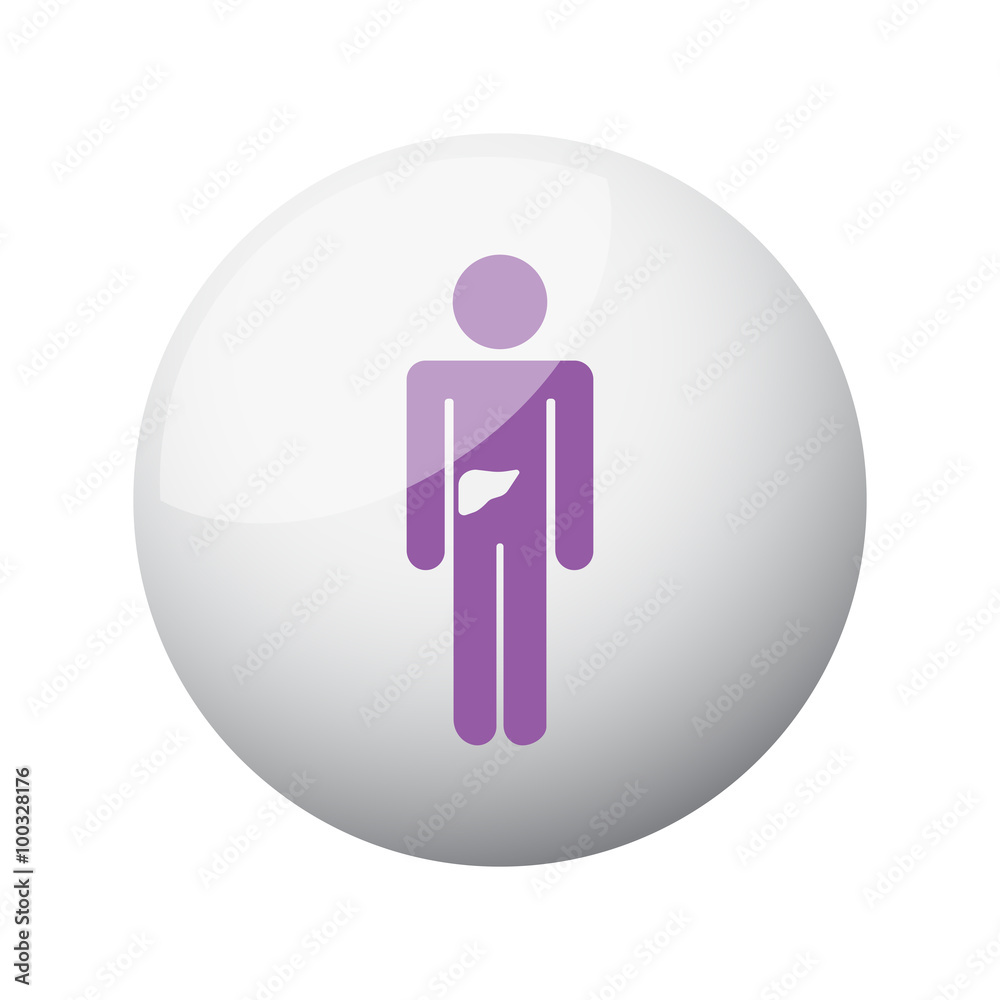 Flat purple Liver icon on 3d sphere Flat purple Liver icon on 3d sphere
