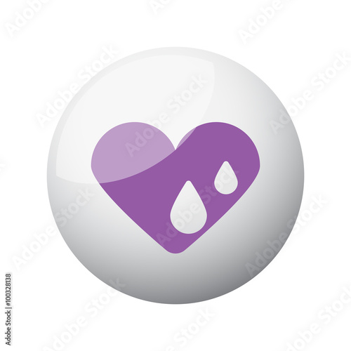 Flat purple Heart Water icon on 3d sphere