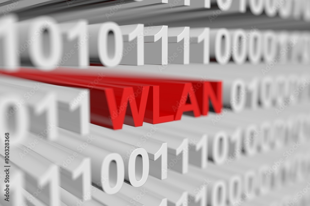 WLAN is presented in the form of a binary code with blurred background