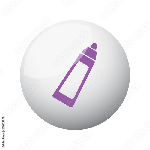 Flat purple Baby Bottle icon on 3d sphere