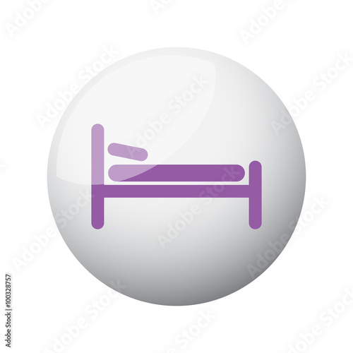 Flat purple Bed icon on 3d sphere