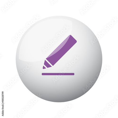 Flat purple Sign Here icon on 3d sphere