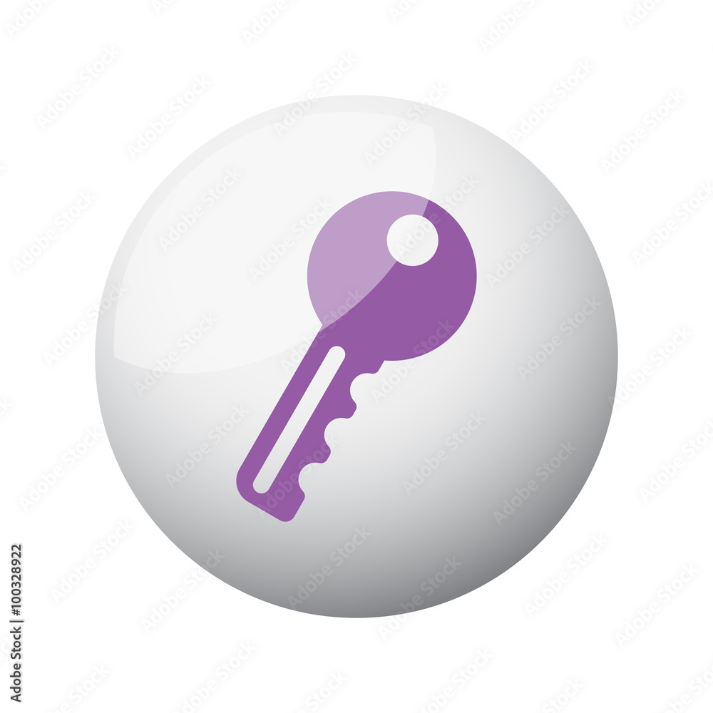 Flat purple Key icon on 3d sphere Flat purple Key icon on 3d sphere