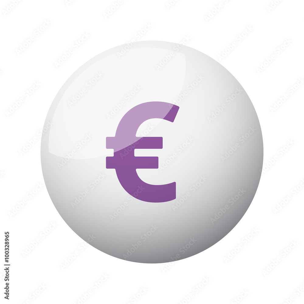 Flat purple Euro icon on 3d sphere Flat purple Euro icon on 3d sphere