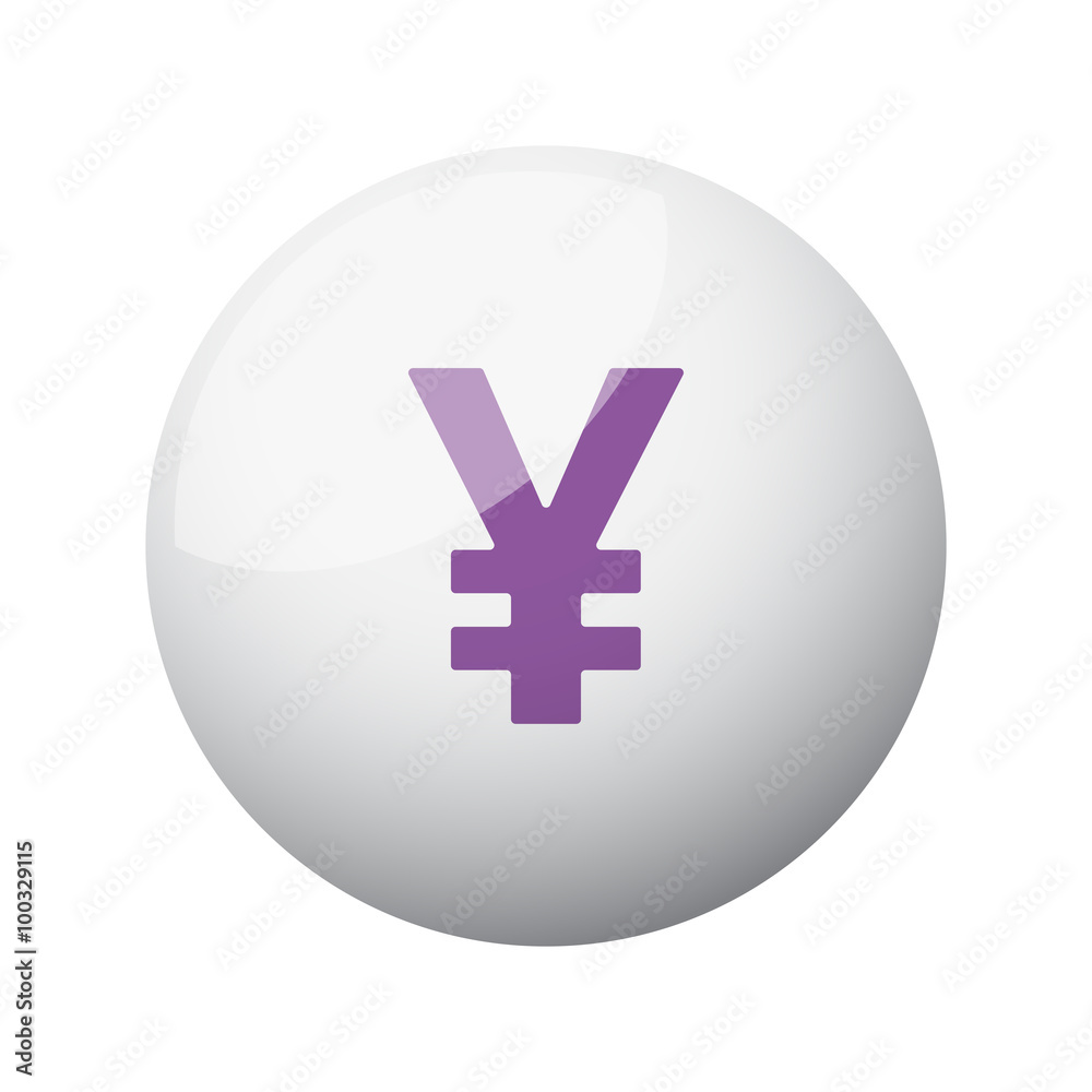 Flat purple Yen icon on 3d sphere Flat purple Yen icon on 3d sphere