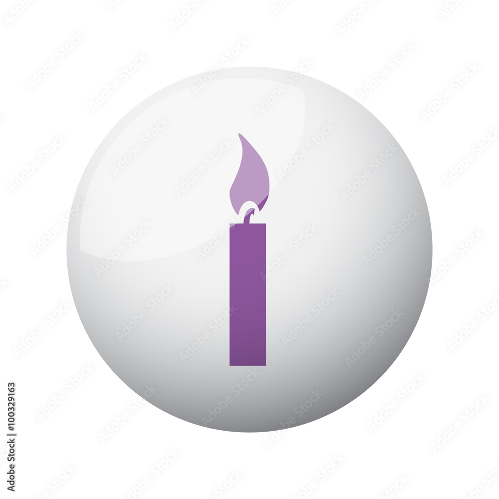 Flat purple Candle Light icon on 3d sphere Flat purple Candle Light icon on 3d sphere