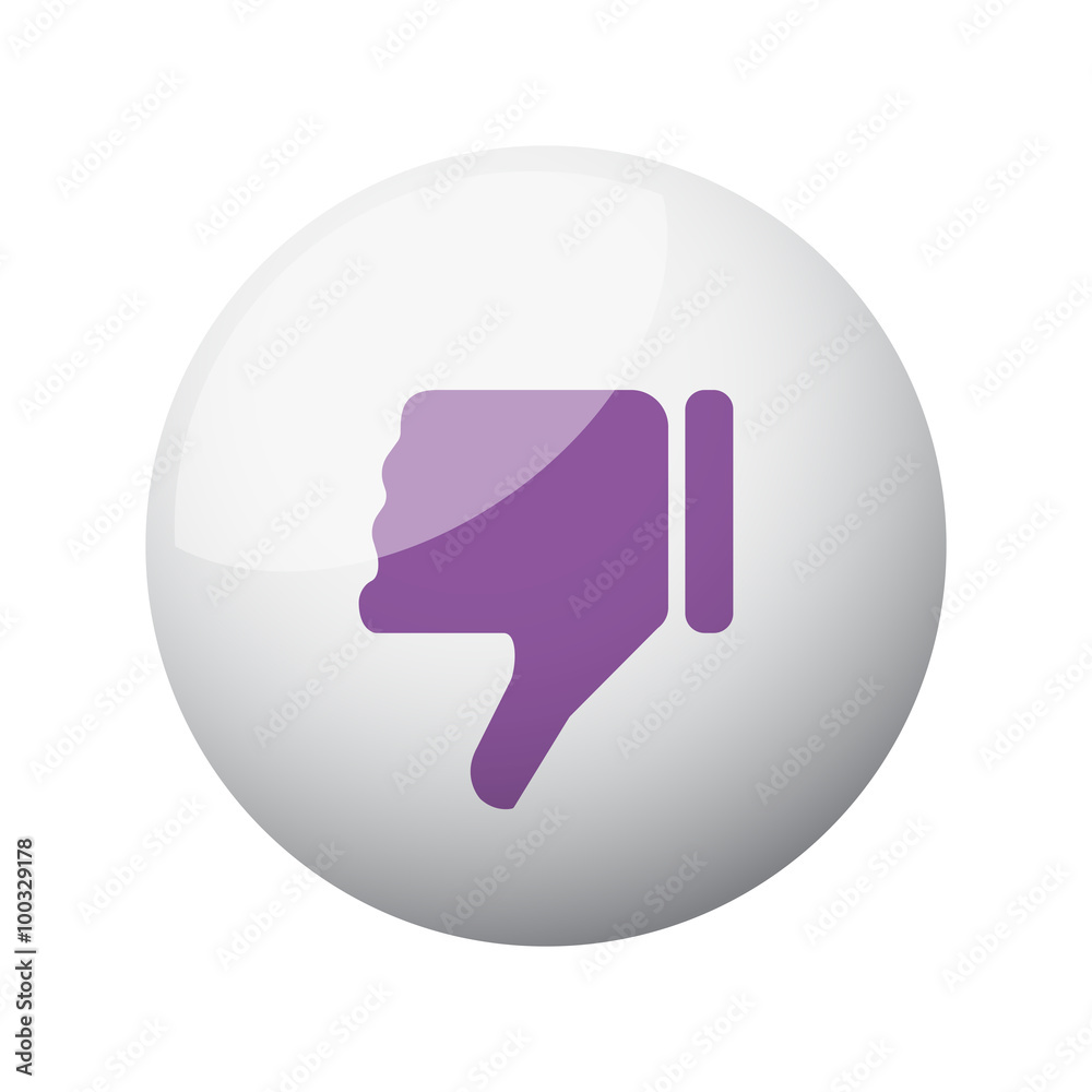 Flat purple Thumb Down icon on 3d sphere Flat purple Thumb Down icon on 3d sphere