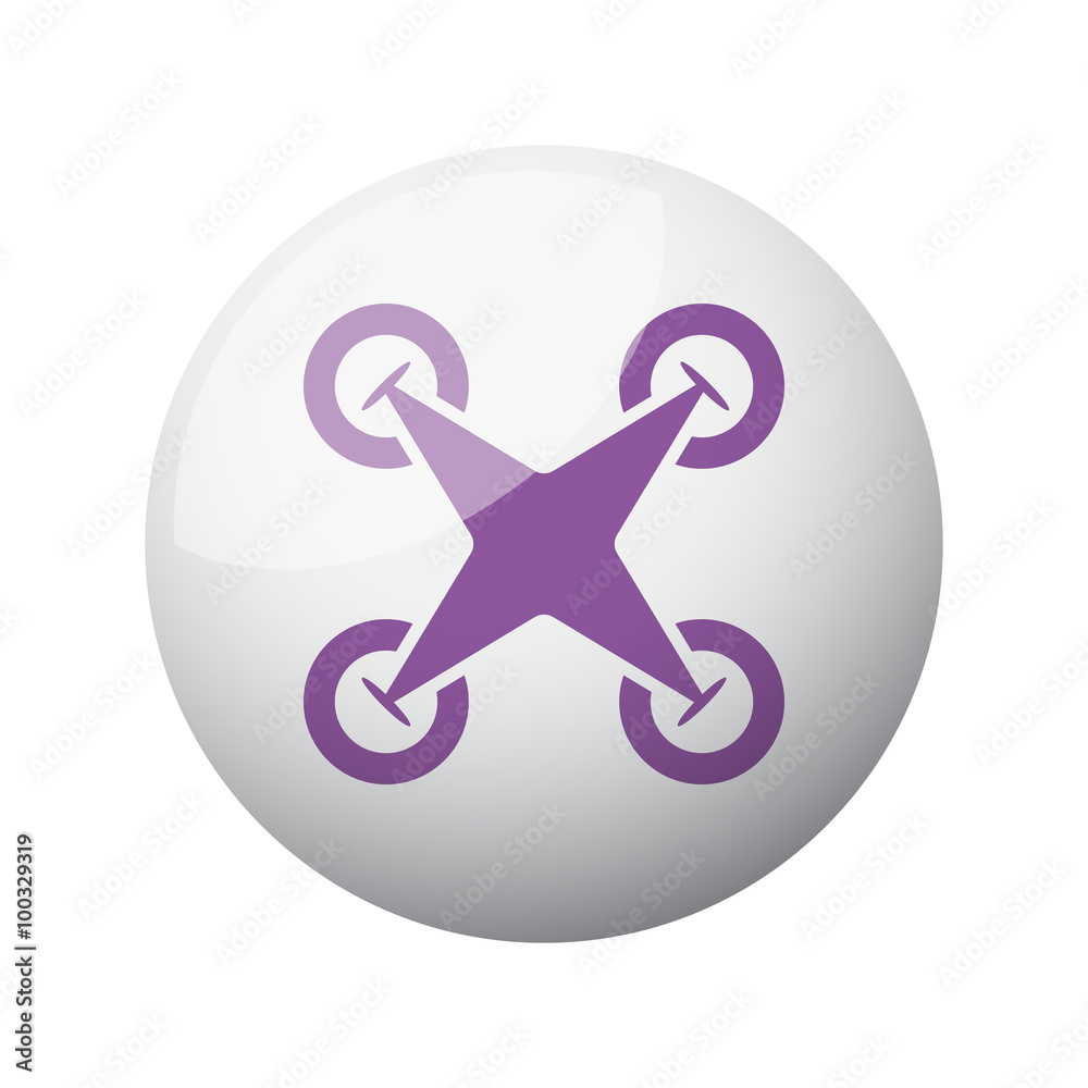 Flat purple Drone Quadcopter icon on 3d sphere Flat purple Drone Quadcopter icon on 3d sphere