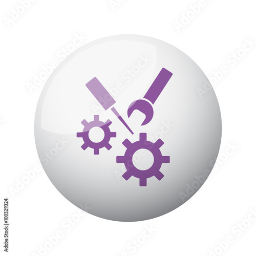 Flat purple Service icon on 3d sphere