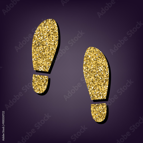Golden style icon on perple background