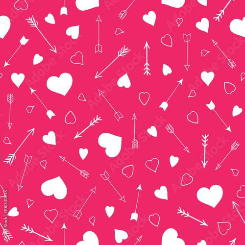 Seamless vector pattern with hearts and arrows