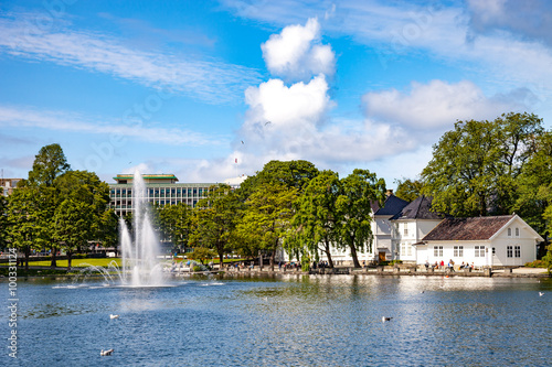 Breiavatnet is the small lake with fountain situated in the centre of Stavanger, Norway.