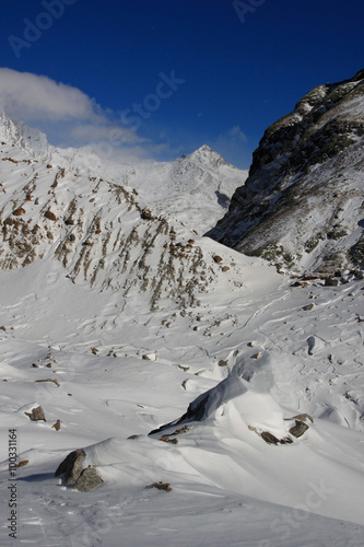 Ciaspole sotto il Monte Rosa, Macugnaga, Piemonte photo