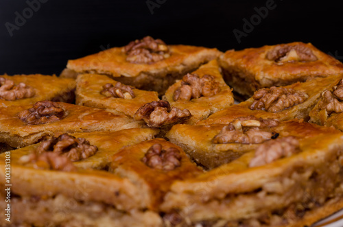 Honey Baklava  traditional Turkish sweets. Rombus
