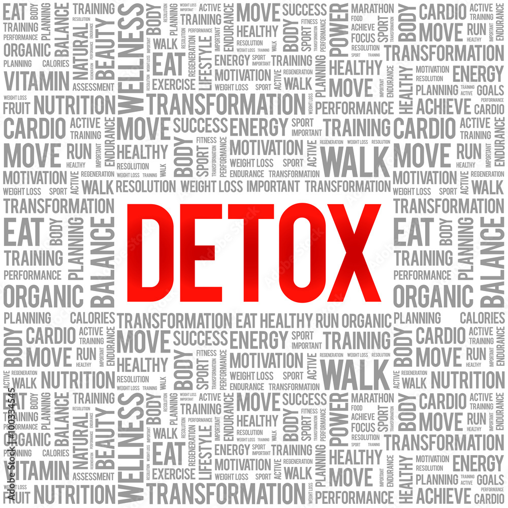 DETOX word cloud background, health concept DETOX word cloud background, health concept